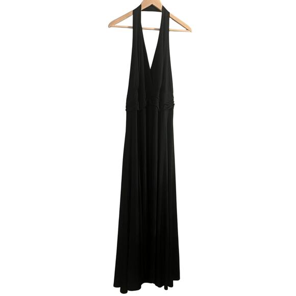 Lane Bryant Seven Long Black Halter Evening Gown With Rouching below bust sz 18 - Picture 1 of 9